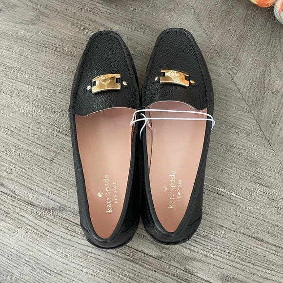 Kate Spade NWOTCarmen Black pebble leather loafer size